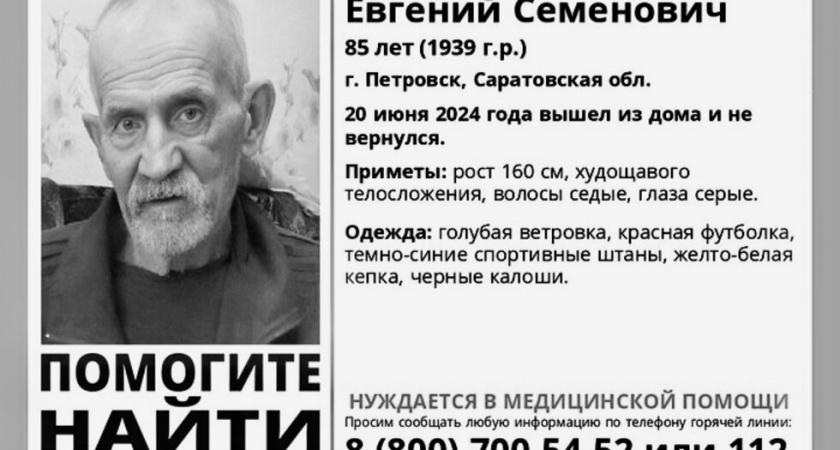 В Саратовской области нашли погибшим пропавшего 85-летнего пенсионера