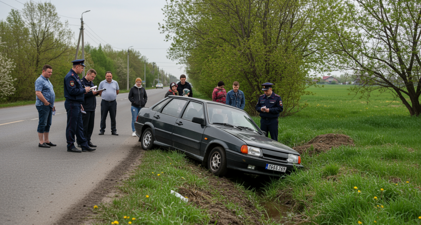 В Гагаринском районе Саратова автомобиль опрокинулся в кювет, пострадала пассажирка