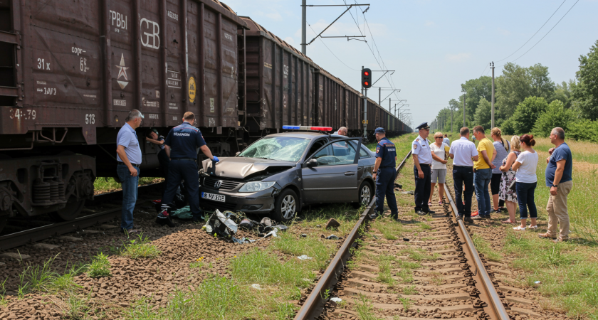 В Саратовской области легковушка столкнулась с грузовым поездом