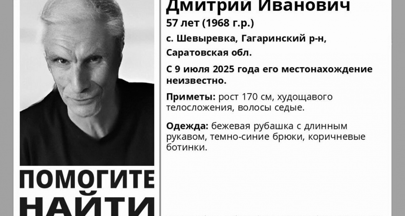 57-летний Дмитрий Вавилов найден мёртвым через 5 дней после исчезновения в селе Шевыревка