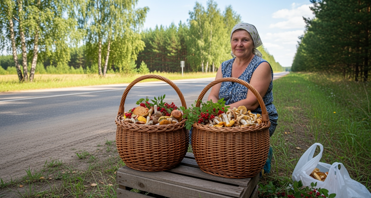 Турист из Германии удивился продаже грибов и ягод вдоль дорог в России