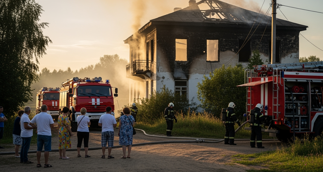 В Дубках на улице Квартальной полыхал второй этаж расселенного здания