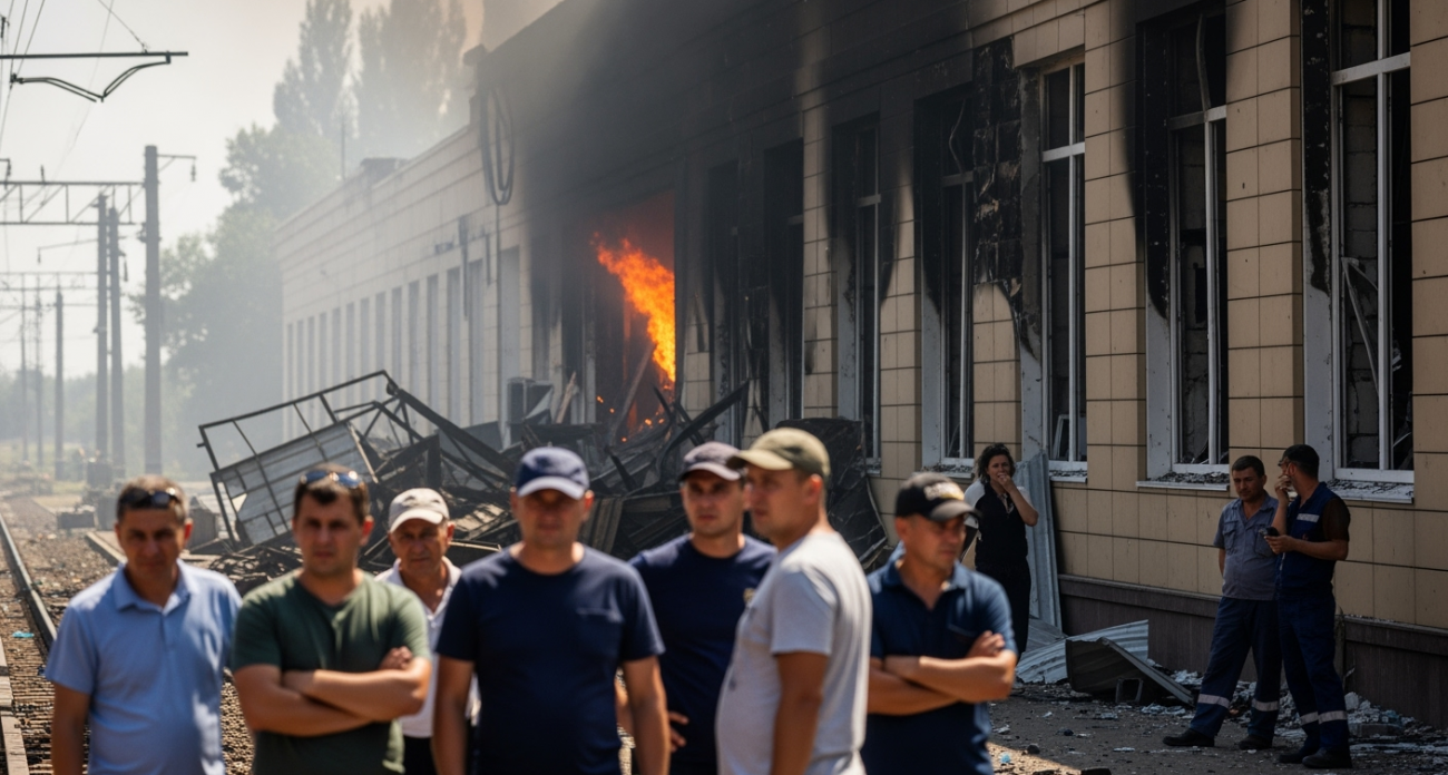 Обломки сбитого БПЛА подожгли станцию в Волгоградской области: четыре поезда через Саратов задержаны