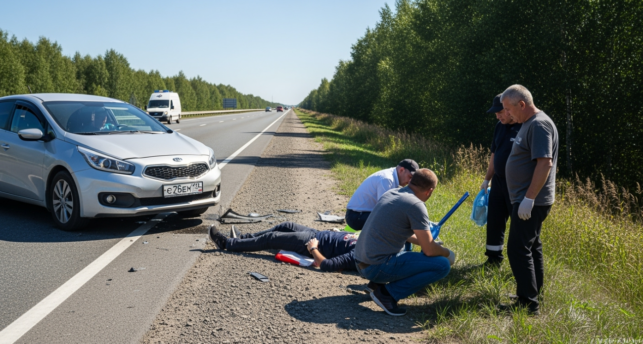 KIA Ceed сбила 21-летнего пешехода на трассе Самара-Волгоград у села Кормежка