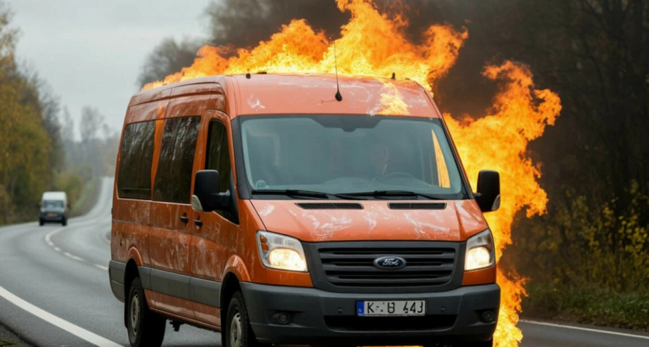 Полицейские спасли водителя Ford Transit от пожара на трассе Саратов-Волгоград