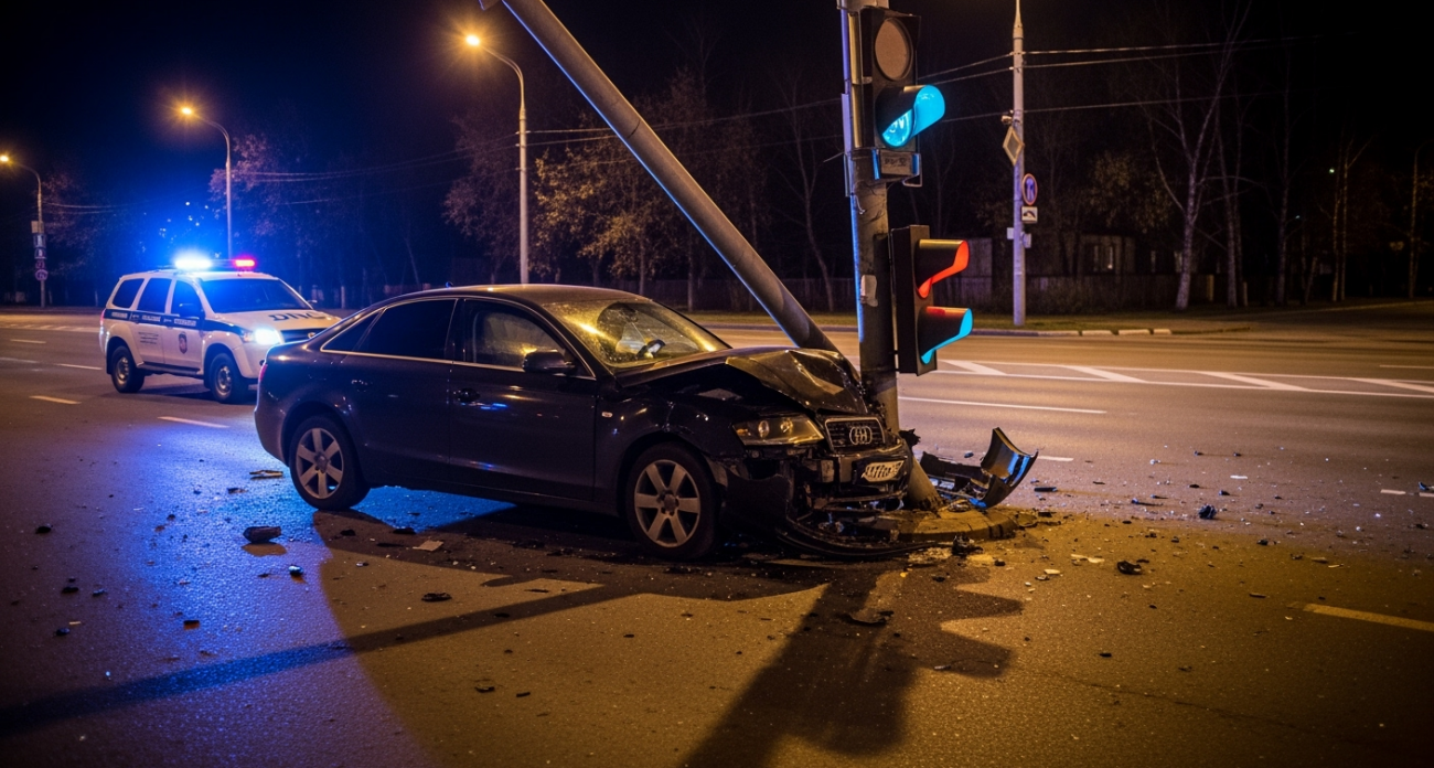 32-летний водитель Audi не справился с управлением ночью на Строителей: двое в больнице