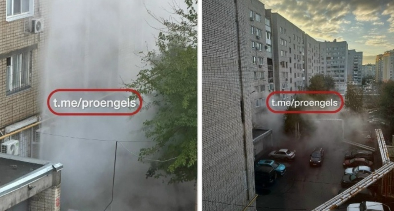 В Энгельсе забил фонтан кипятка в несколько этажей, а жители остались без отопления
