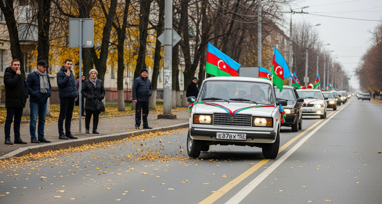 27-летний водитель на ВАЗ-2107 устроил заносы на встречке в свадебном кортеже с флагами Азербайджана