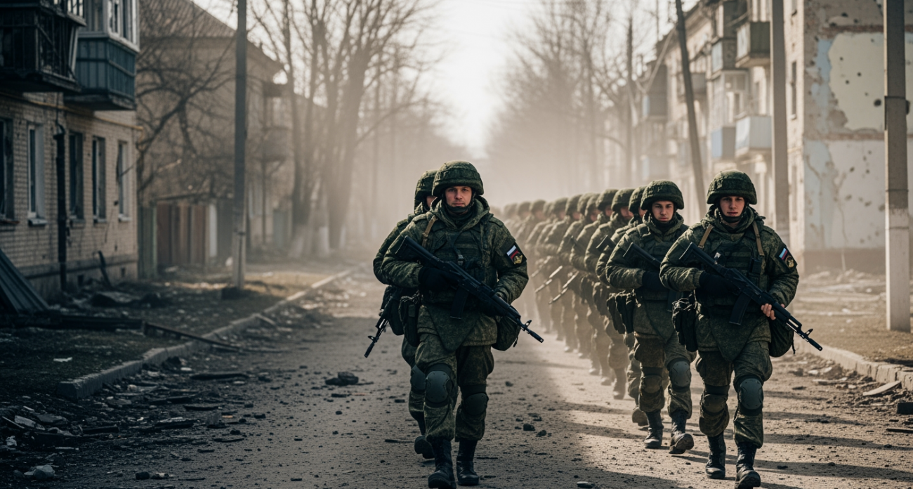 «Это уже тигры, жаждущие победы»: Сладков показал колонну из десятков бойцов РФ в Красноармейске