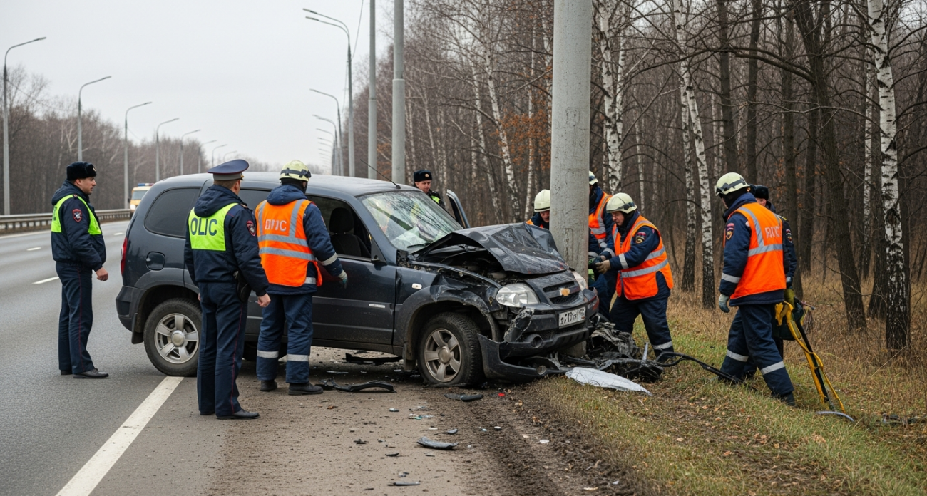 "Нива" протаранила опору освещения в Балаково: погибла 67-летняя женщина, госпитализирован ровесник