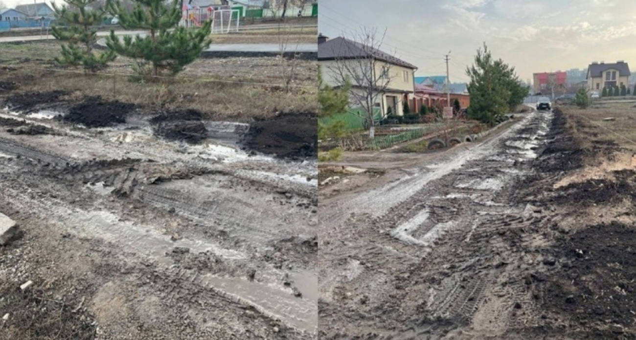 Школьный автобус тонет в грязи у саратовской школы №71, а чиновники винят установку ограждения