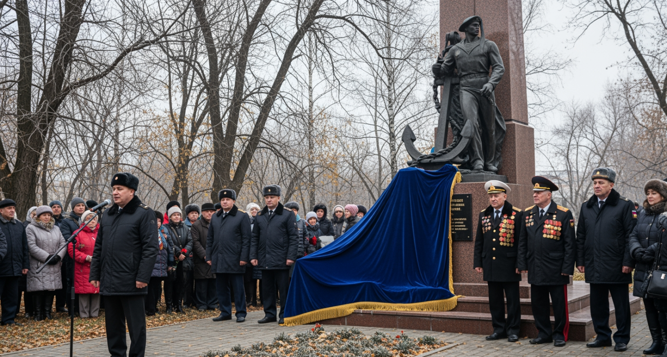В Энгельсе открыли памятник морякам спустя 3 года после закладки камня