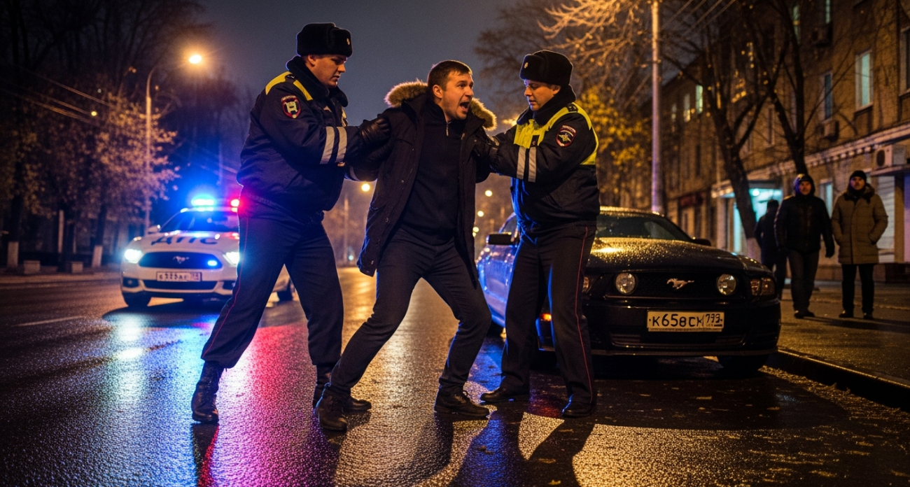 32-летний саратовец на Ford Mustang без номеров избил инспектора ДПС при составлении протокола