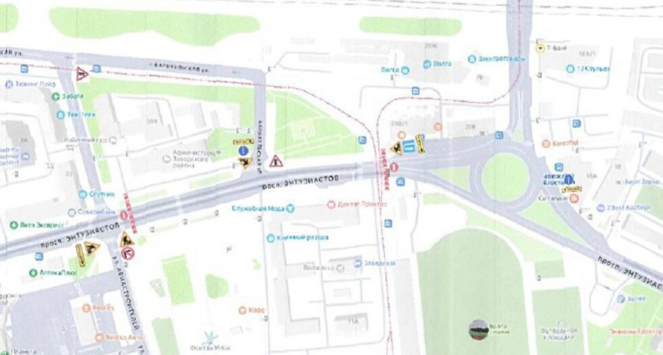 На ночь перекроют проспект Энтузиастов у стадиона "Волга": 15 автобусов пойдут в объезд