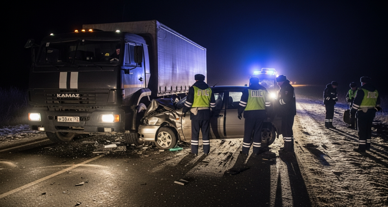 66-летний водитель "Калины" въехал в КамАЗ: погибла 56-летняя пассажирка