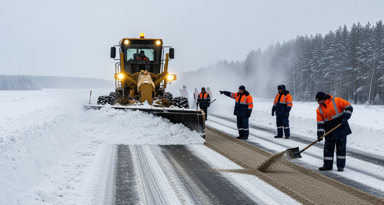 138 единиц снегоуборочной техники вышли на дороги области при -8°С