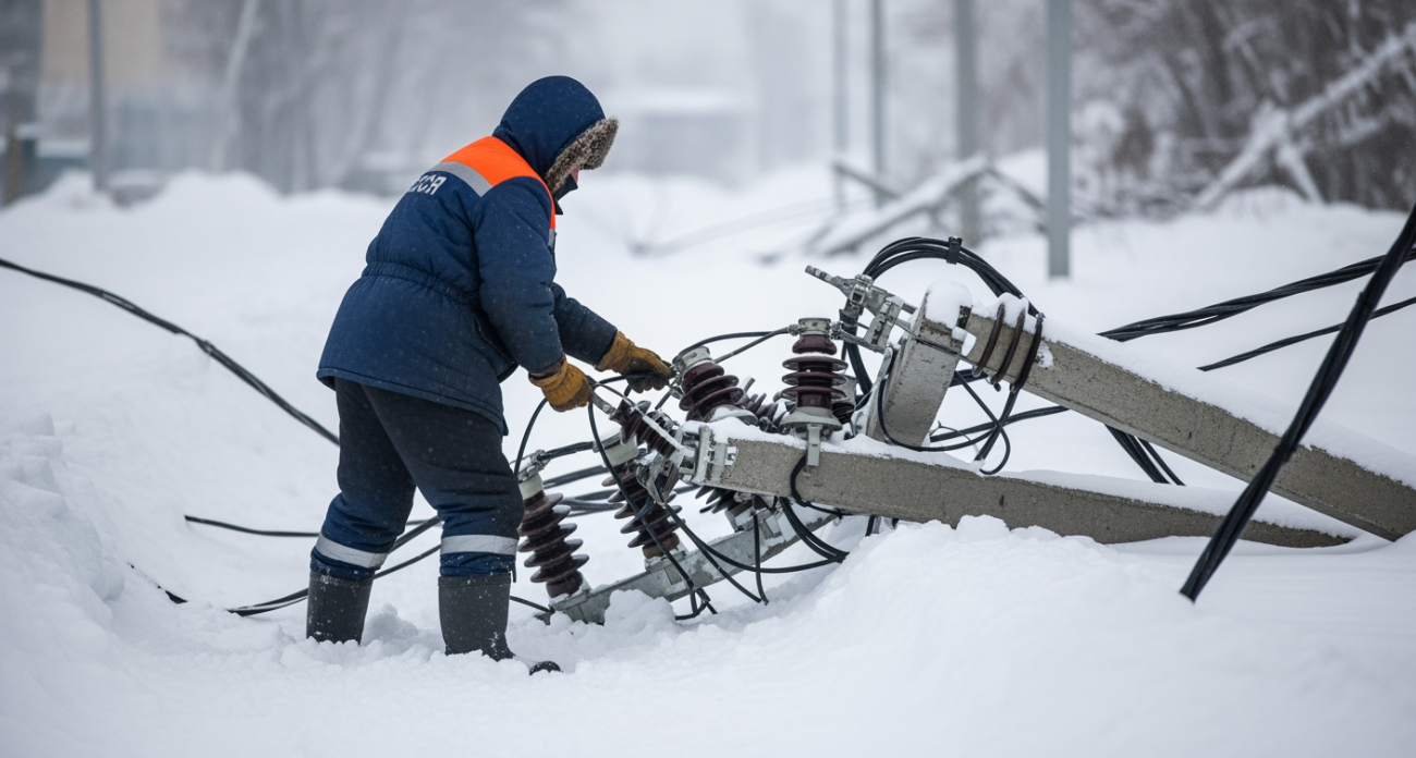 Пурга с ветром 27 м/с оставила 60 тысяч без света и тепла