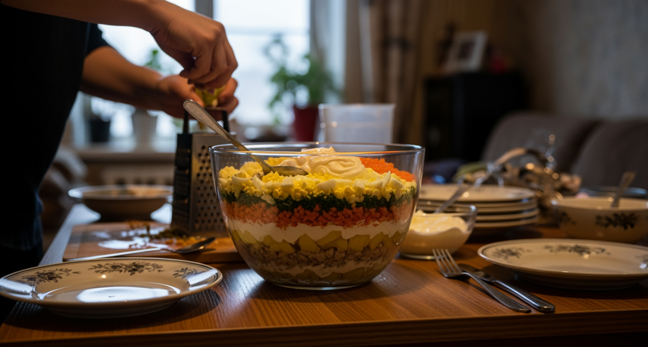 Праздничный салат "Морозная магия" - блюдо, которое принесет удачу и благополучие в новый год