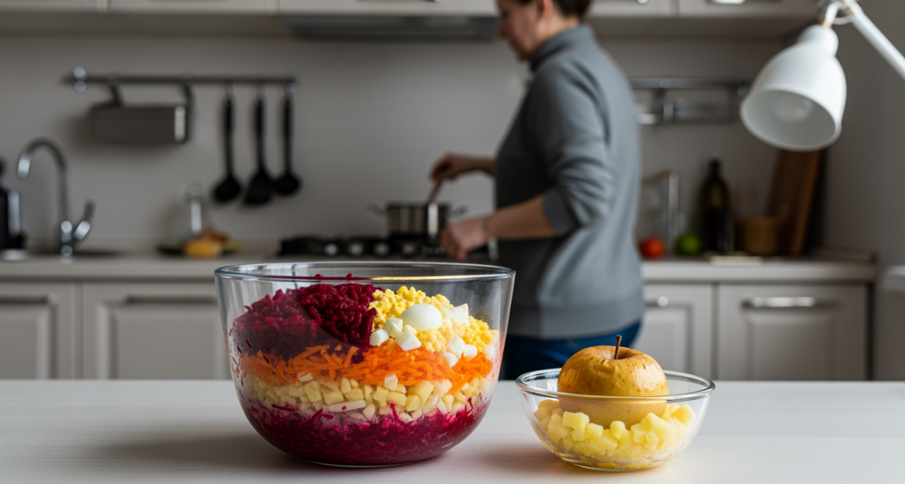 Один ингредиент изменил мой рецепт оливье — теперь салат становится нежнее и вкуснее каждый раз