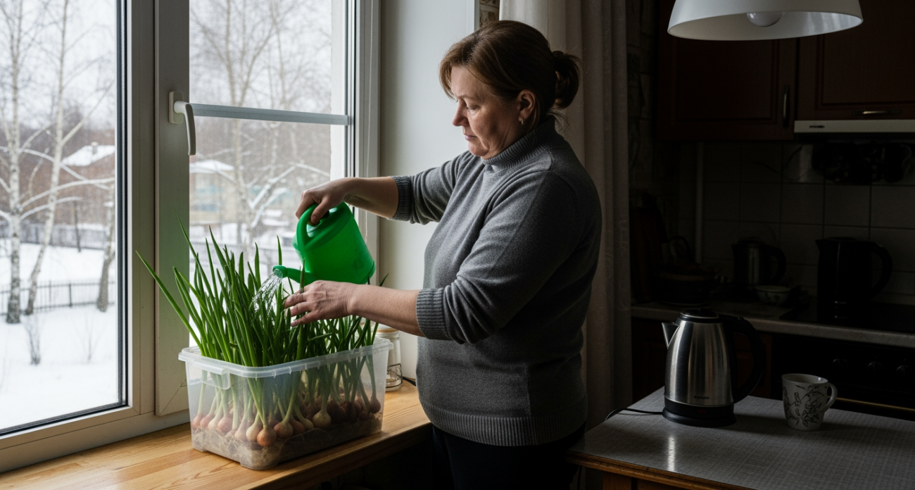 Секрет быстрого лука на окне: нулевой полив и свежесть за две недели без грязи в доме