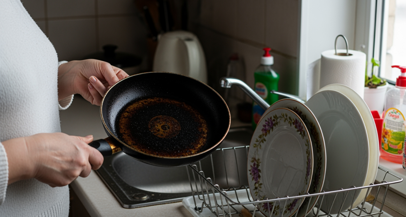 Три ложки в кастрюлю кипятка, и посуда сияет чистотой: жир и уголь исчезают за минуту