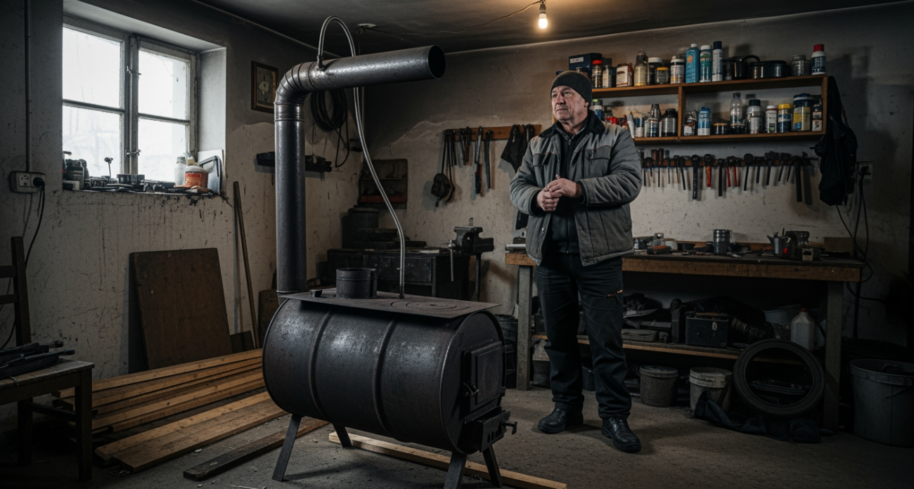 Самодельная печка для тех, кто устал платить за тепло: мастерю за день, а греет всю зиму без счетов