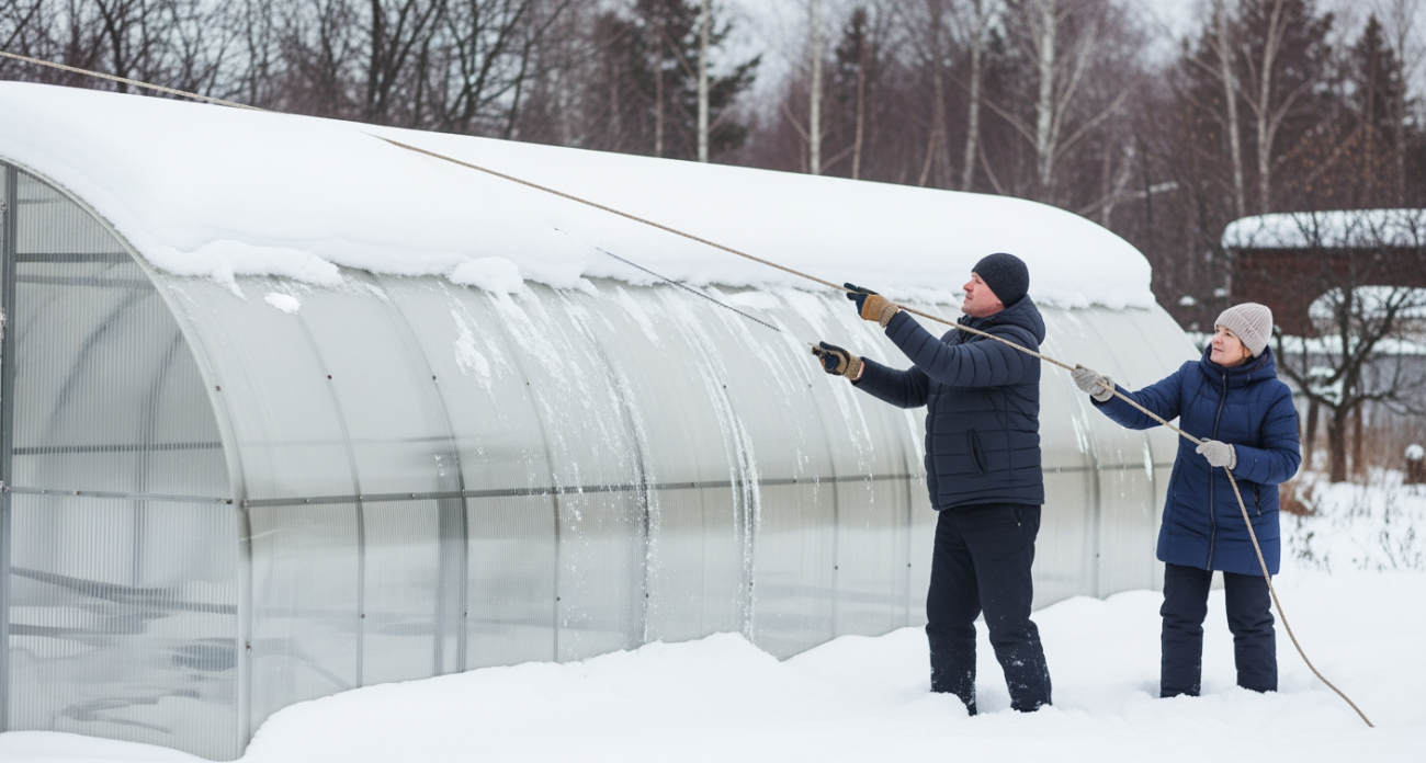 Садоводы со стажем не рассказывают об этом трюке с теплицей, который избавит вас от снега без инструментов