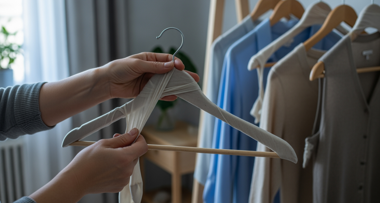 Соседки просят поделиться моим гениальным способом использования старых колготок, который экономит место в шкафу