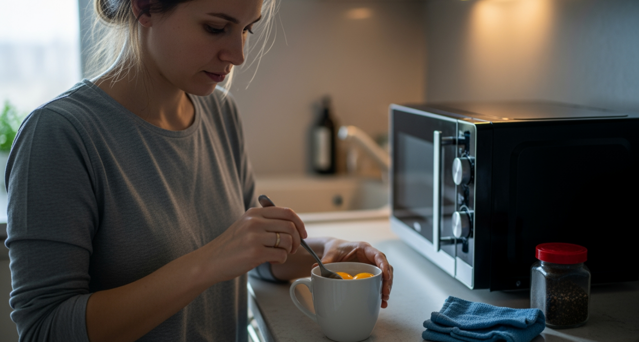 Забудьте про сковородку: показываю как за 2 минуты сделать пышный омлет прямо в обычной кружке