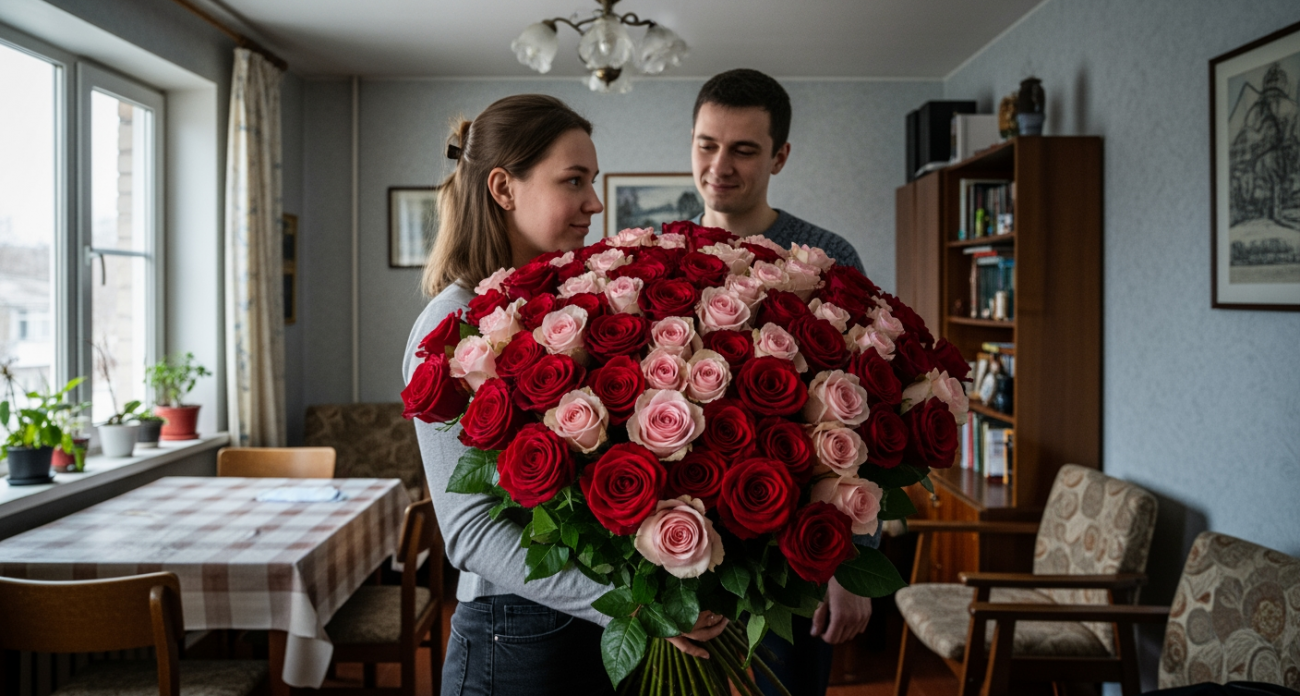 101 роза за 1400 рублей на 15 минут для селфи