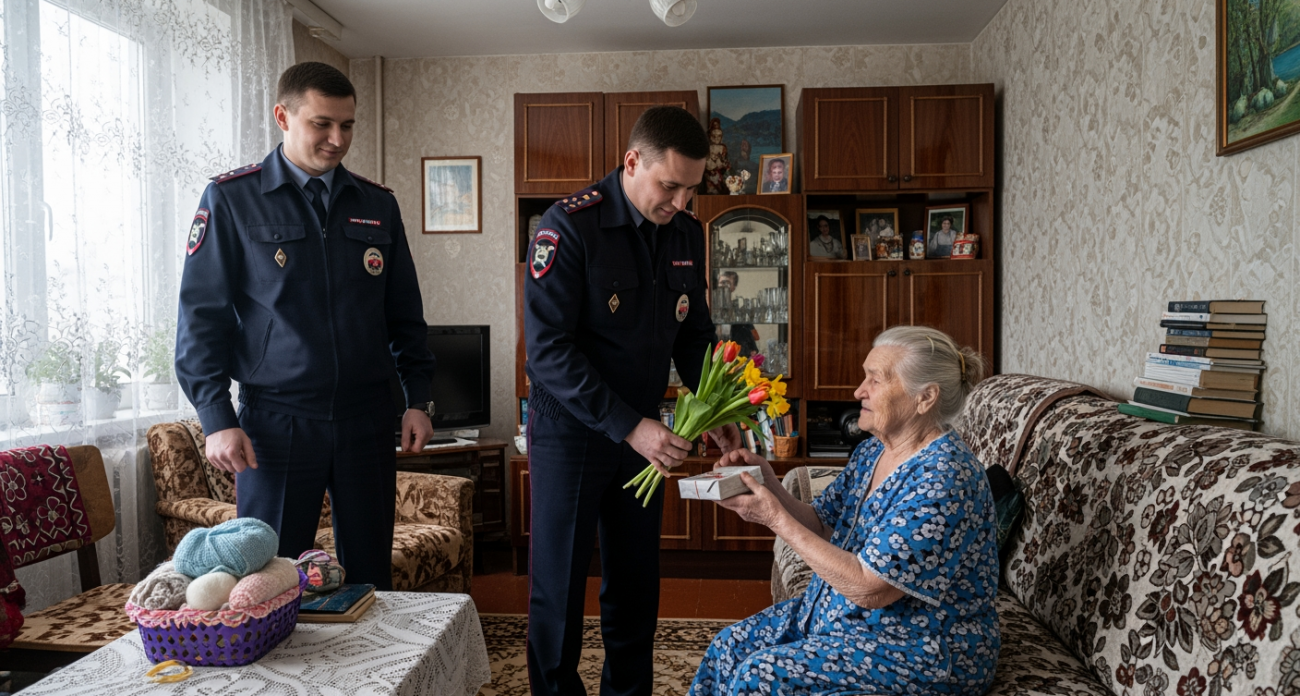 Полицейские навестили вдов погибших коллег перед 8 Марта