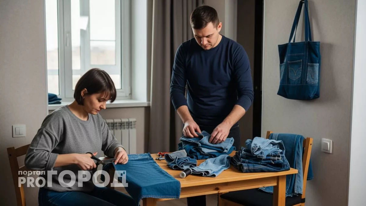 Вместо выбрасывания старых джинсов хозяйки делают из них нужные вещи и экономят семейный бюджет