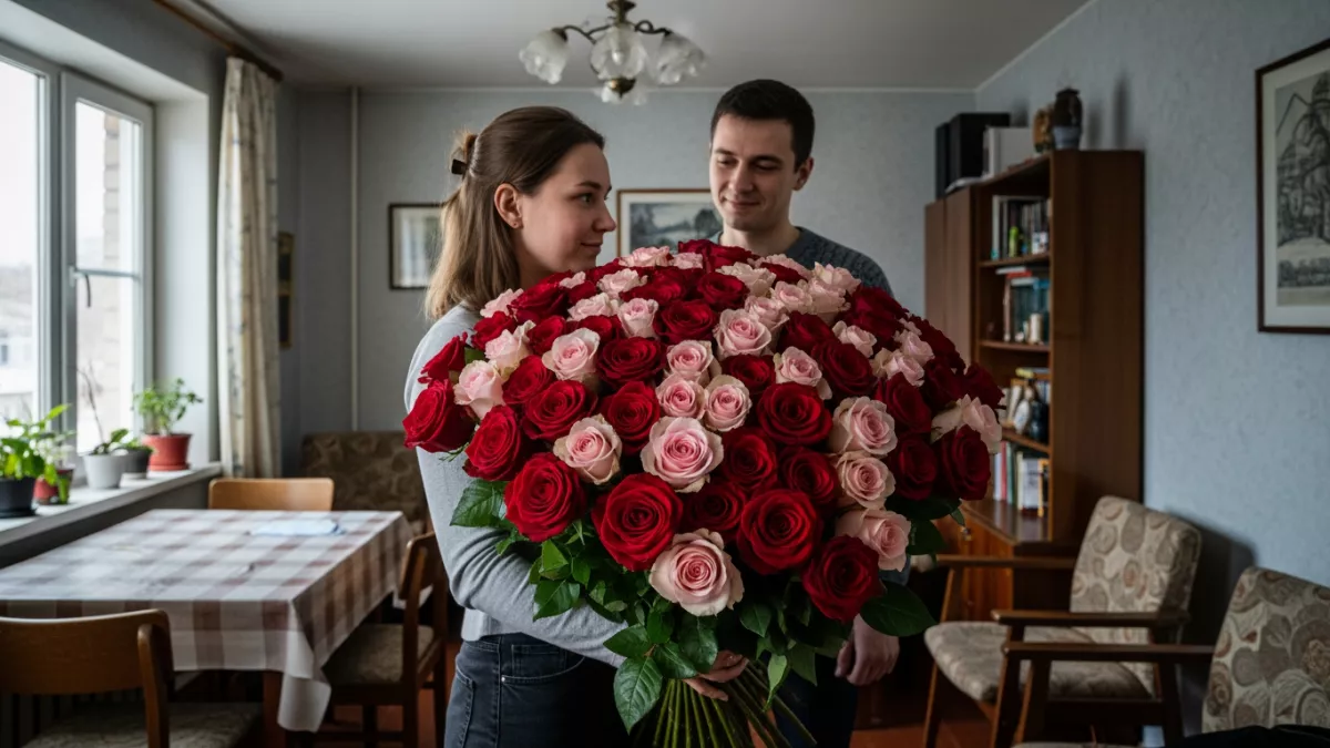 101 роза за 1400 рублей на 15 минут для селфи