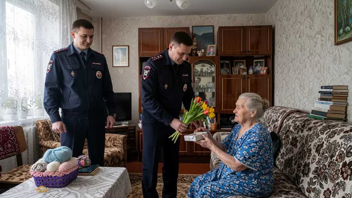 Полицейские навестили вдов погибших коллег перед 8 Марта