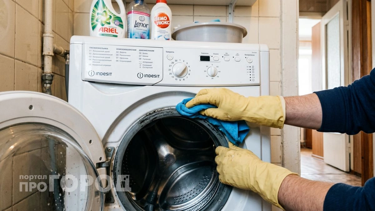 Один состав убирает чёрный налёт с резинки стиралки за один раз без скрабов и щёток