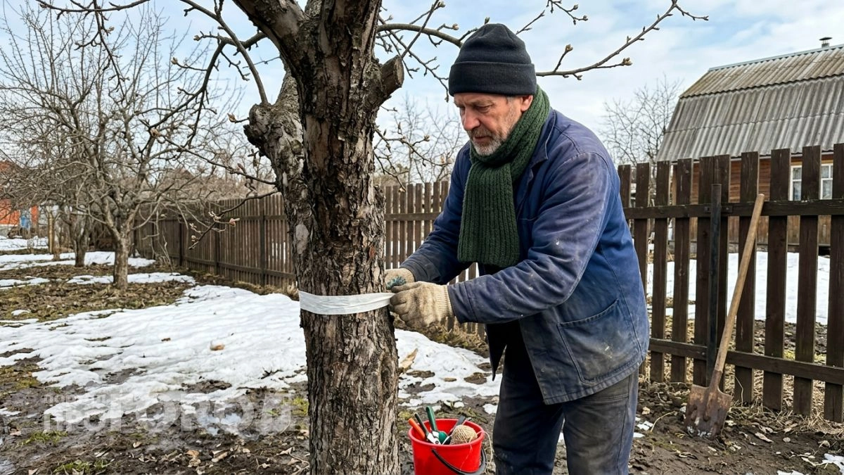 В марте делаю простую обмотку на стволах яблонь и до самой осени забываю про липкие ветки от полчищ тли и муравьев