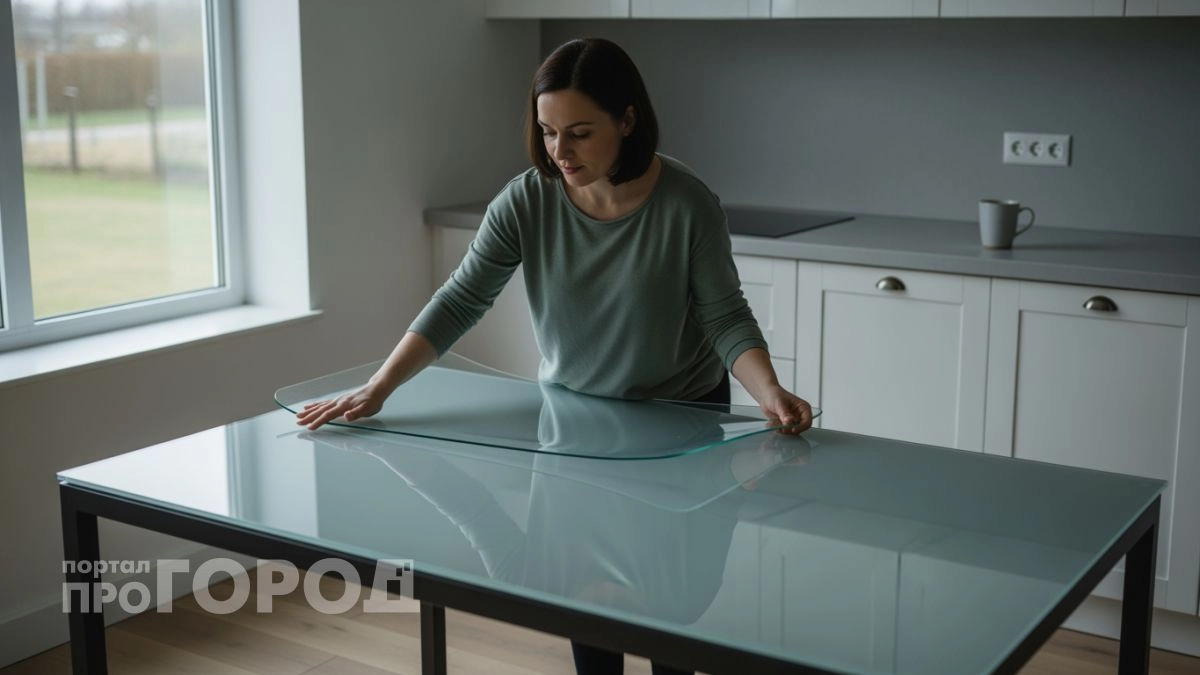 Купила в Чижике гибкое стекло за 500 рублей и наконец выбросила клеенку — стол выглядит как новый