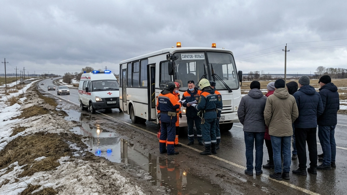 Автобус с детьми из Ершовского района попал в ДТП в Петровском районе