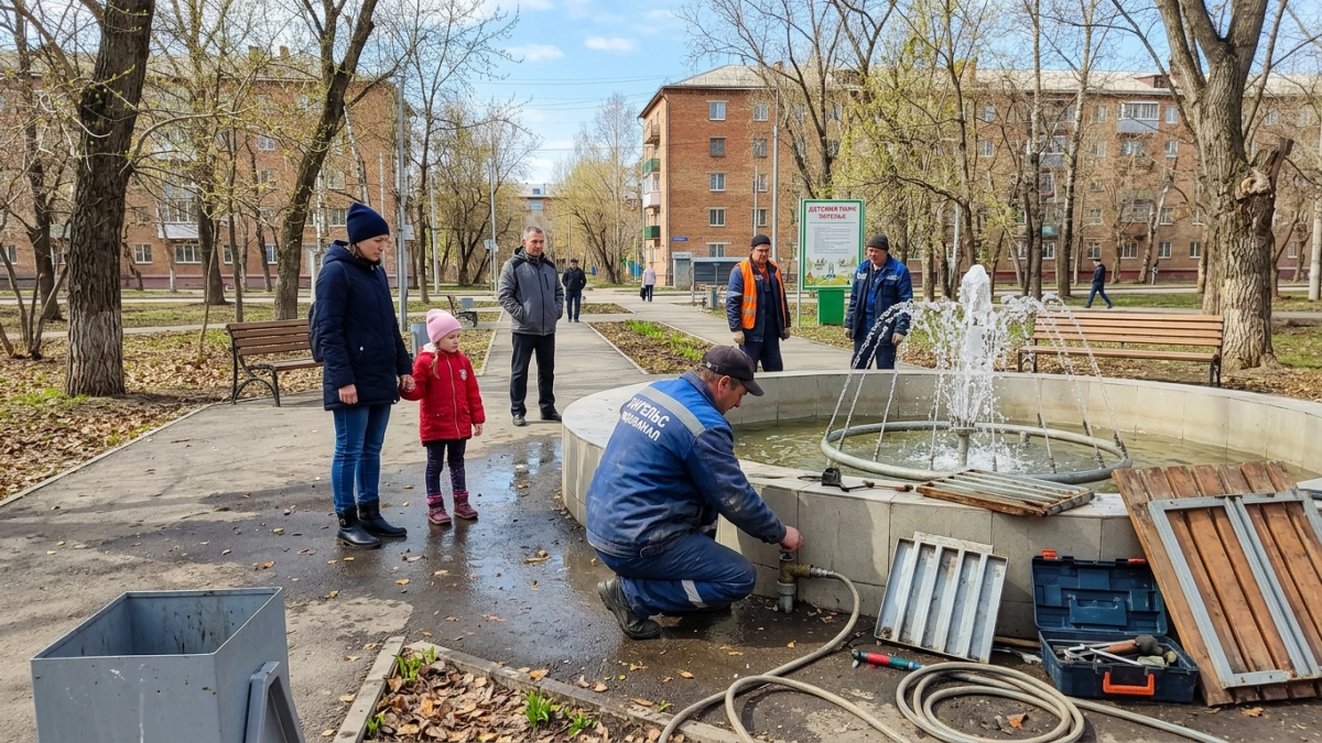В Энгельсе открылся сезон фонтанов раньше срока — благодаря погоде