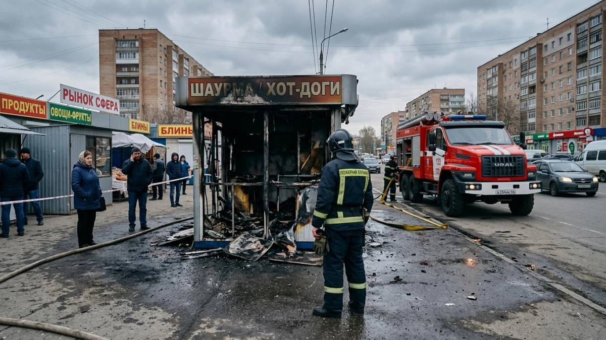В Балакове вспыхнул киоск с шаурмой у рынка «Сфера»