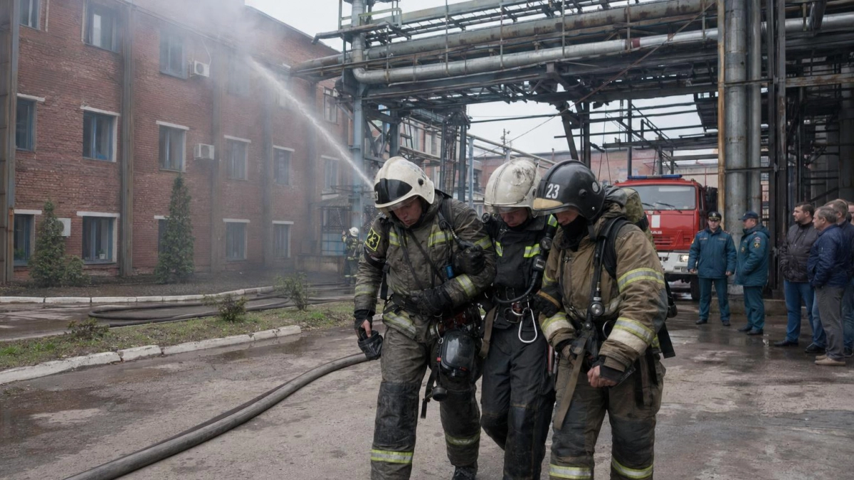На заводе в Балакове отработали эвакуацию из задымлённого здания площадью 225 м²