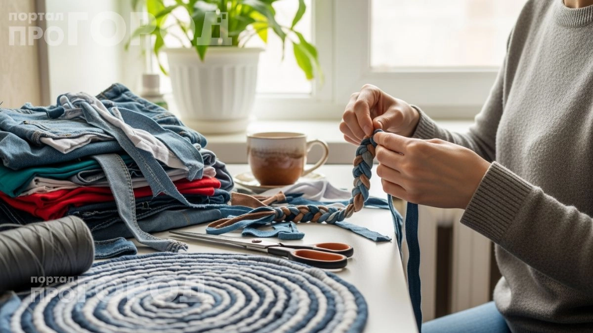 Перестала выбрасывать джинсы: за вечер превращаю старые вещи в стильный коврик с помощью обычных ножниц