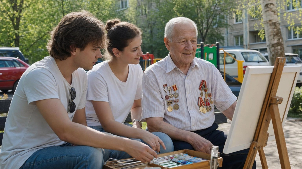 99-летний художник-фронтовик встретил 81-ю годовщину Победы с коллегами дома