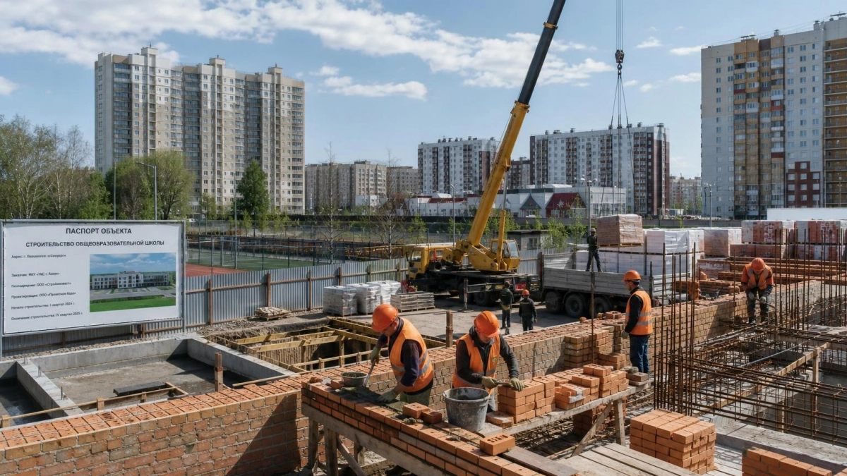 Школа на 1100 мест в Саратове готова на 22%: идёт кладка стен