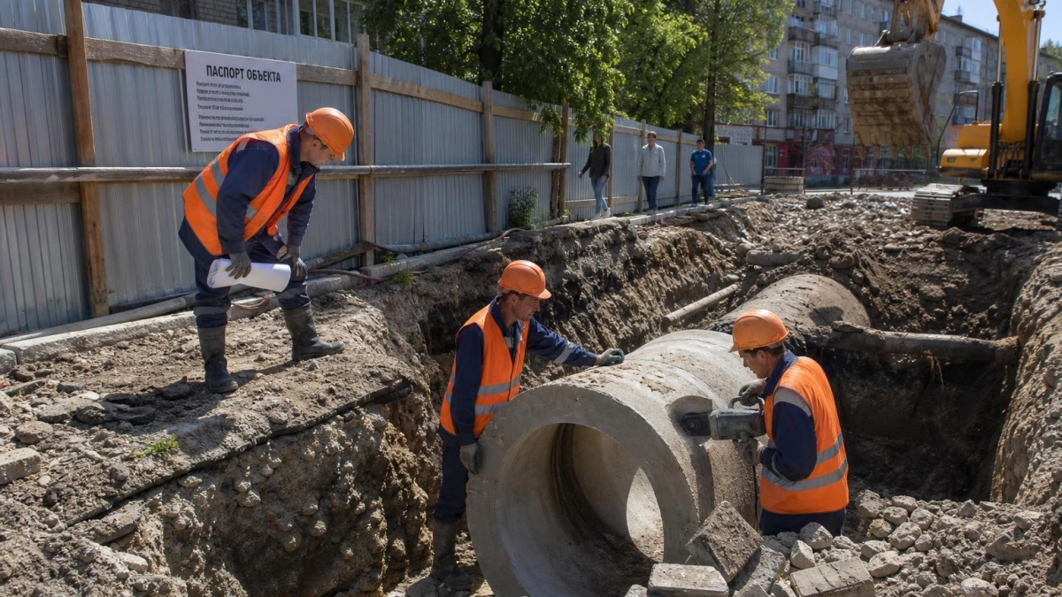 В Энгельсе завершают подключение нового коллектора диаметром 1400 мм
