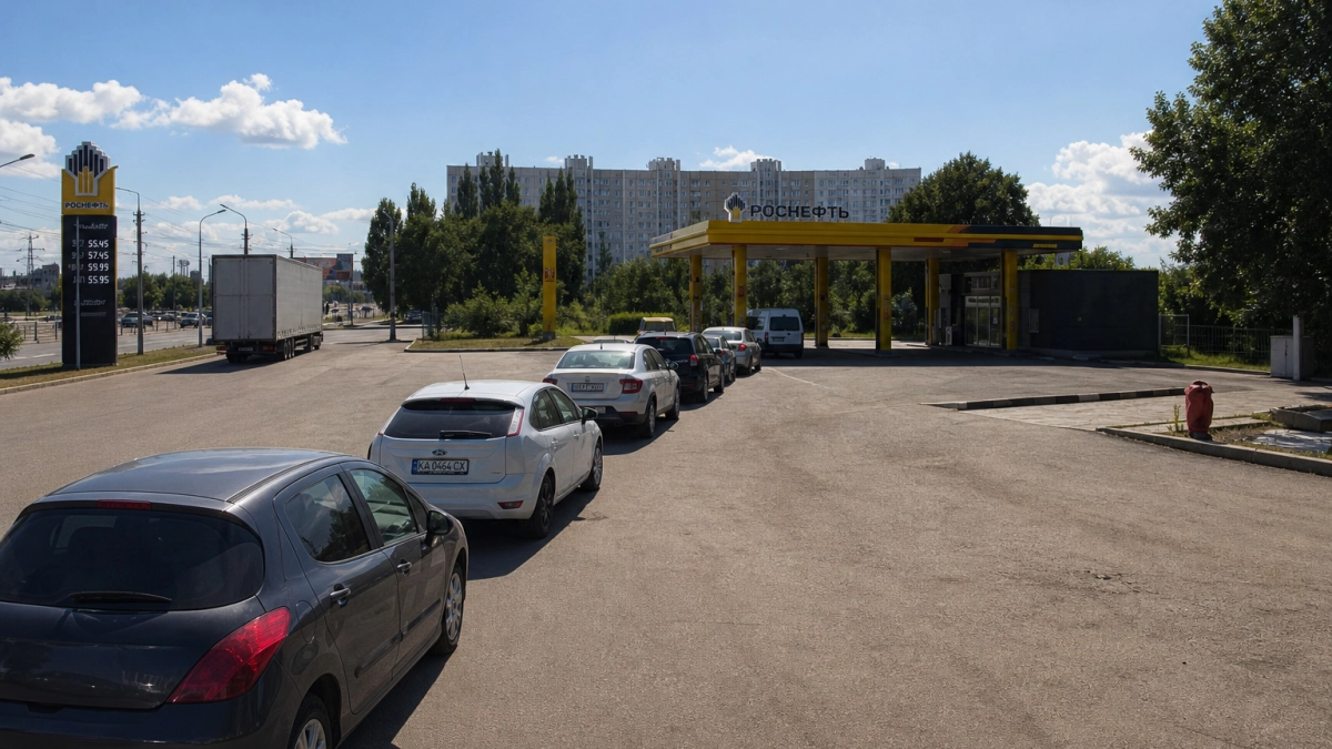 В Энгельсе водители стоят по полчаса в очередях на АЗС