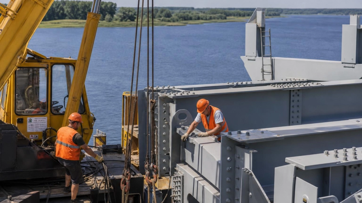 В Саратове началась надвижка пролётов нового моста через Волгу