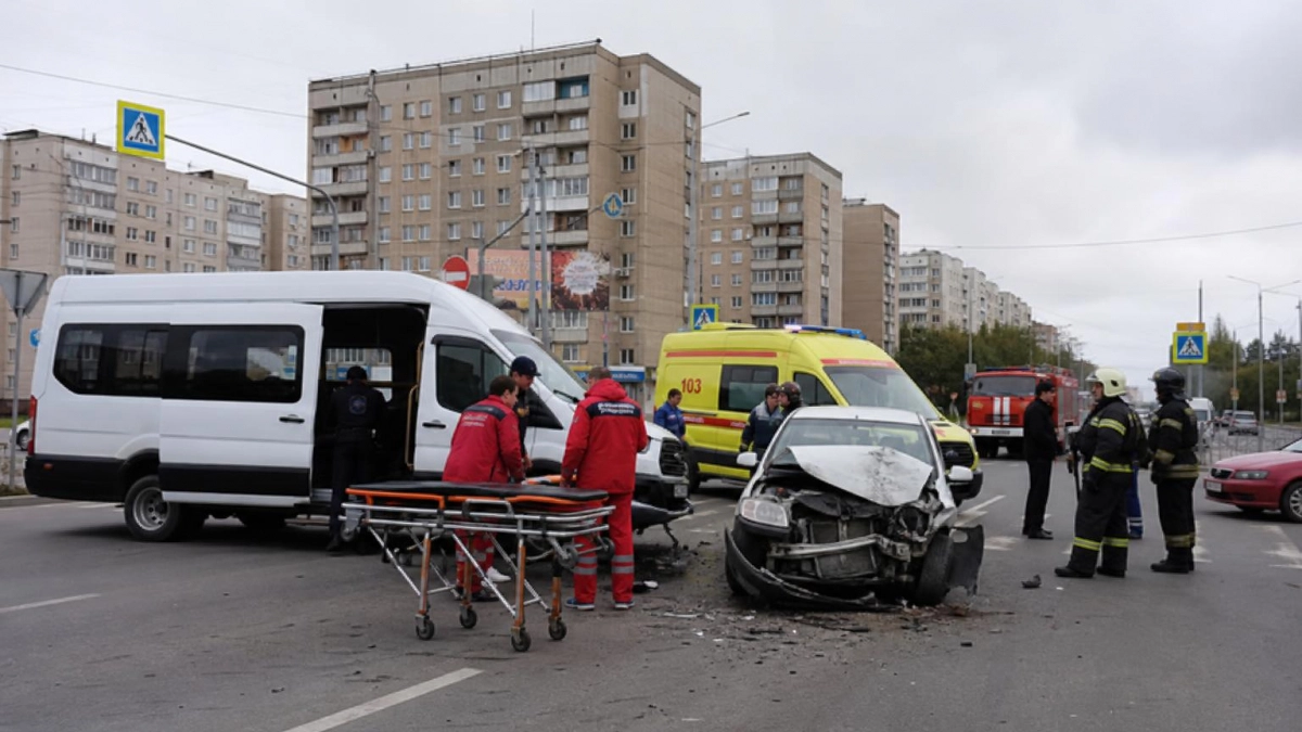 В Балакове после столкновения Kia и маршрутки госпитализировали двух пассажирок