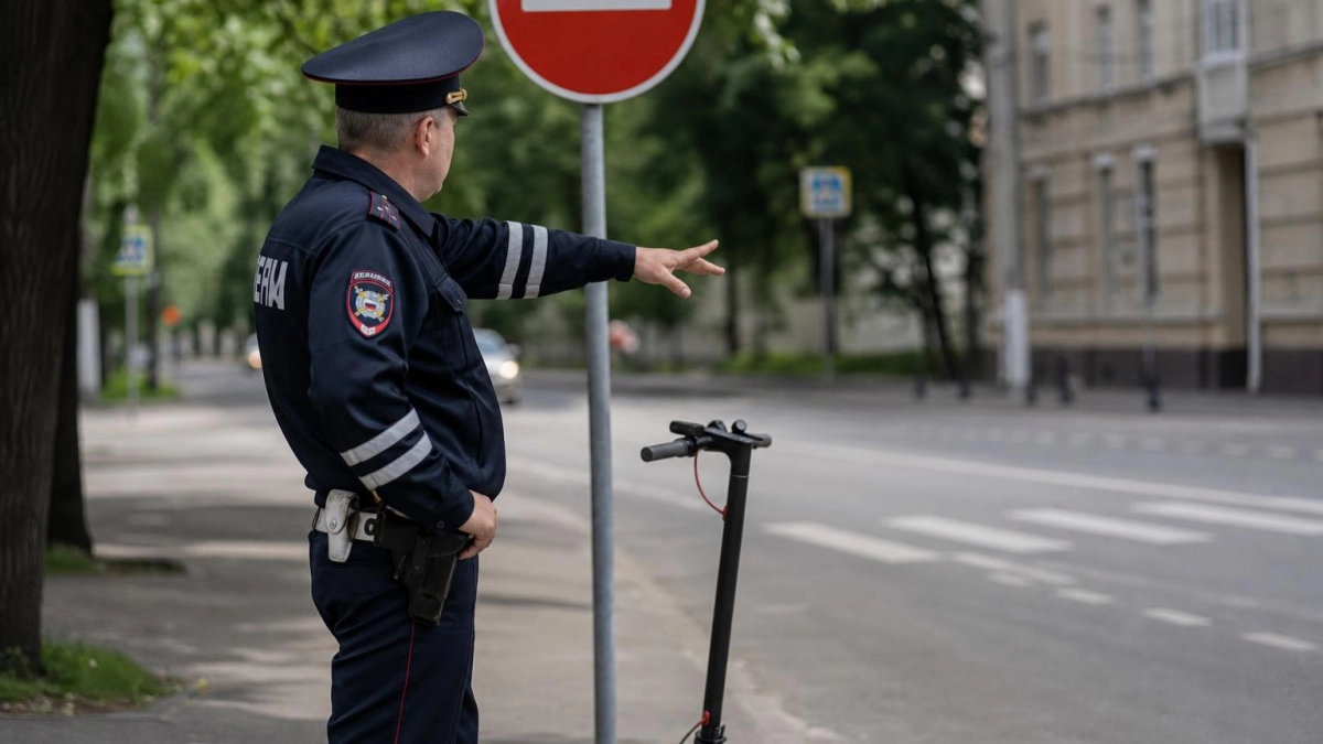В центре Саратова на рейде остановили самокатчиков за движение под запрещающий знак