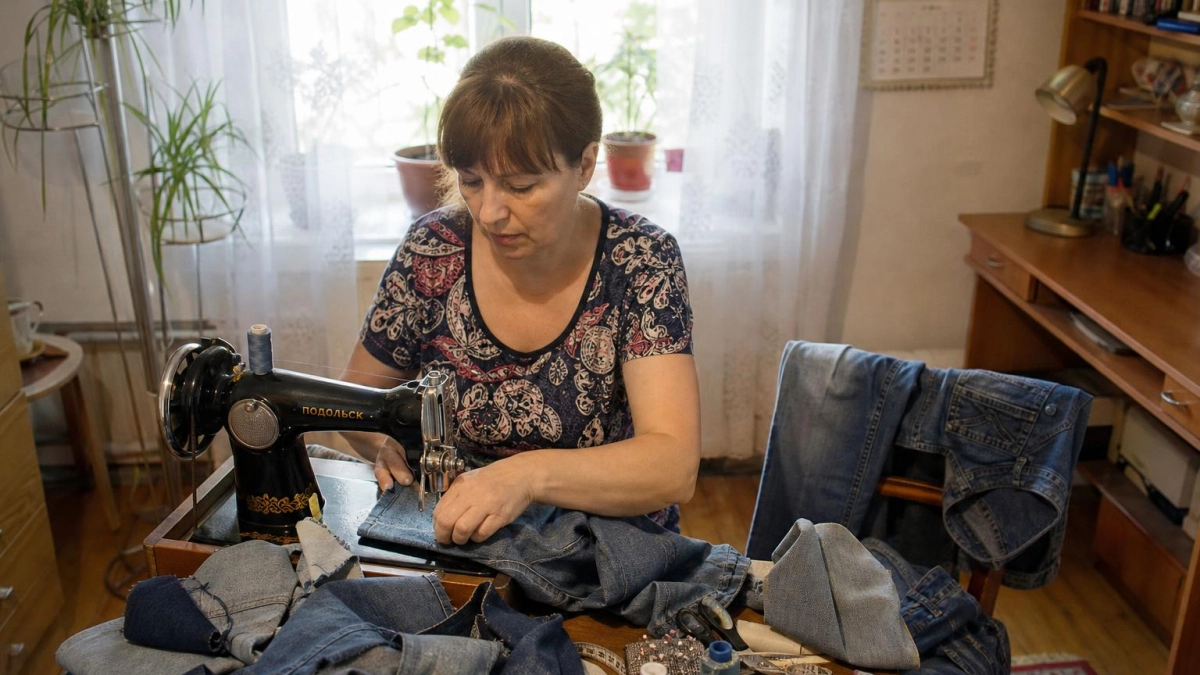 Больше не выбрасываю старые джинсы: показываю как с помощью пряжи сделать стильные вещи без машинки